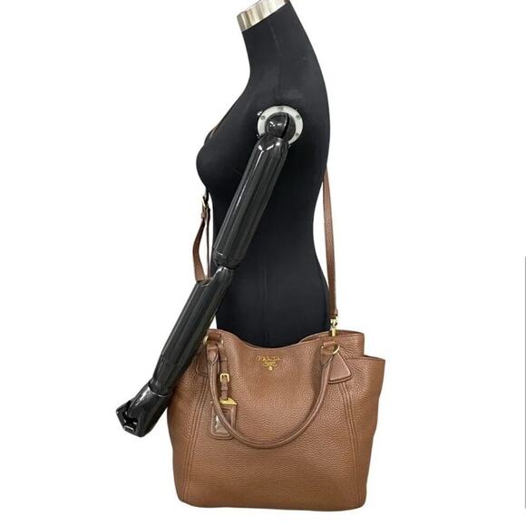 Prada Vitello Daino Side Pocket Convertible Large Tote Brown leather - Picture 6 of 16